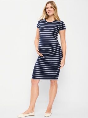 Old Navy Navy & White Striped Maternity Dress